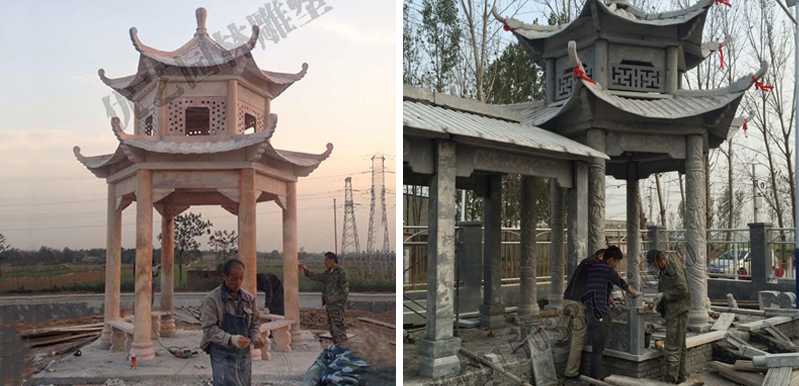 中式大理石涼亭安裝，石雕景觀亭子工廠，中式?jīng)鐾S家