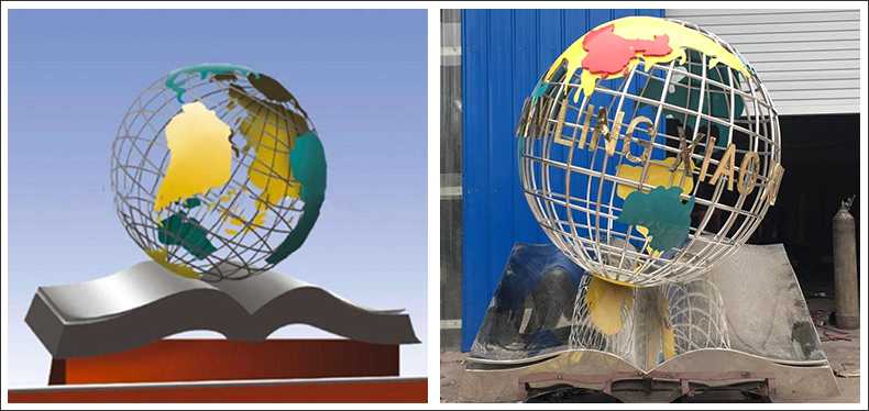 不銹鋼地球，景觀地球雕塑，學(xué)校地球儀擺件