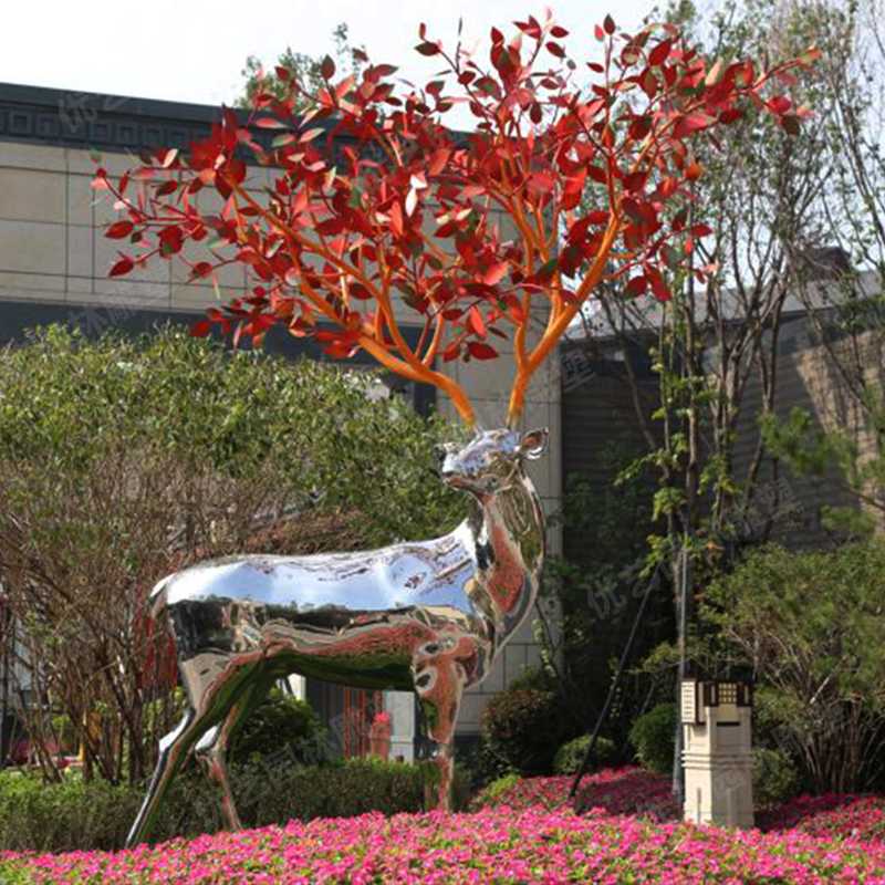 不銹鋼鹿，不銹鋼雕塑，不銹鋼鹿定制