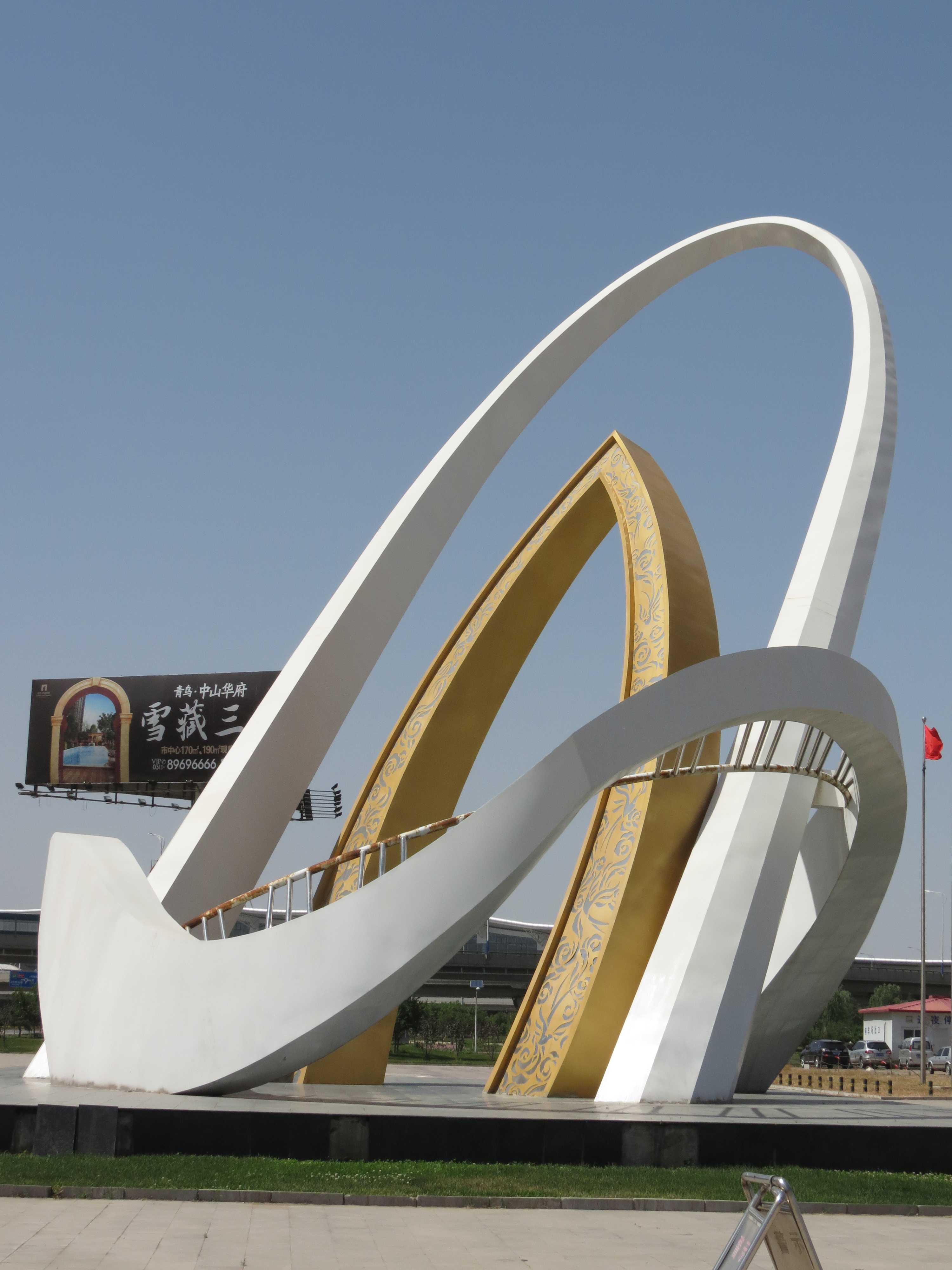 機場大型雕塑，不銹鋼機場雕塑，不銹鋼廣場景觀